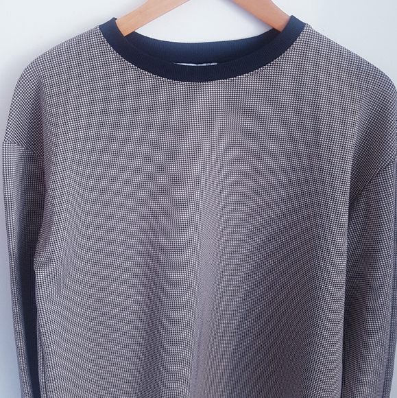ZARA Houndstooth Plaid Long Sleeve Top - Picture 4 of 12